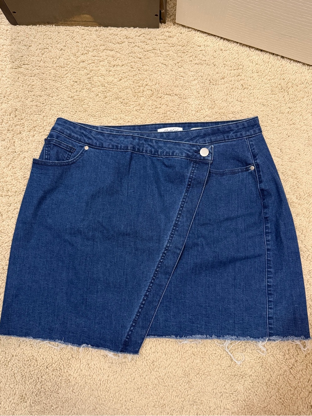 ARULA Dark Blue Denim Wrap-Style Mini Skirt